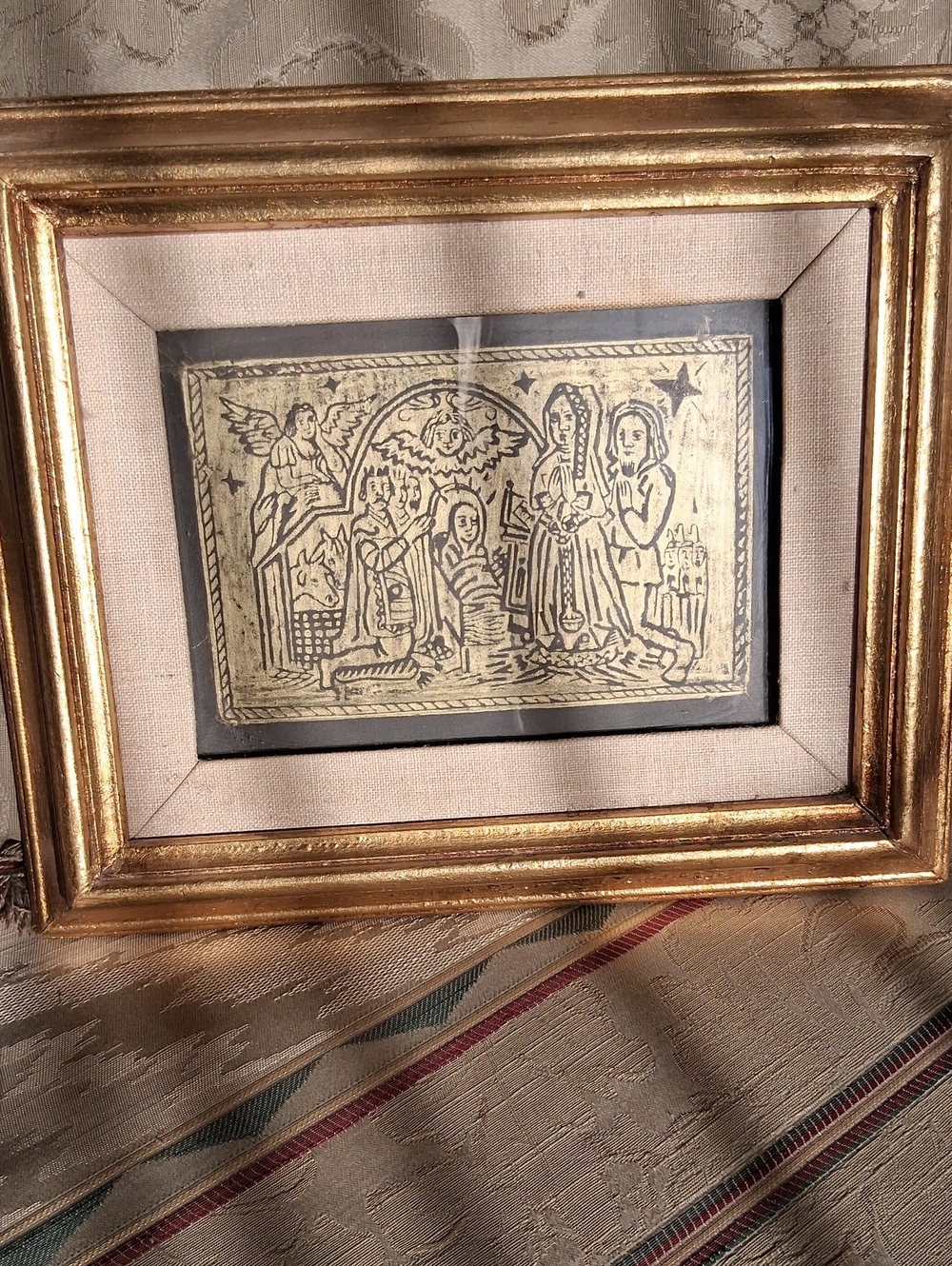Gold and Black Religious Nativity Wall Art by